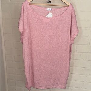 Pink boat neck shirt 2xl lightweight capped sleeve tunic NEW